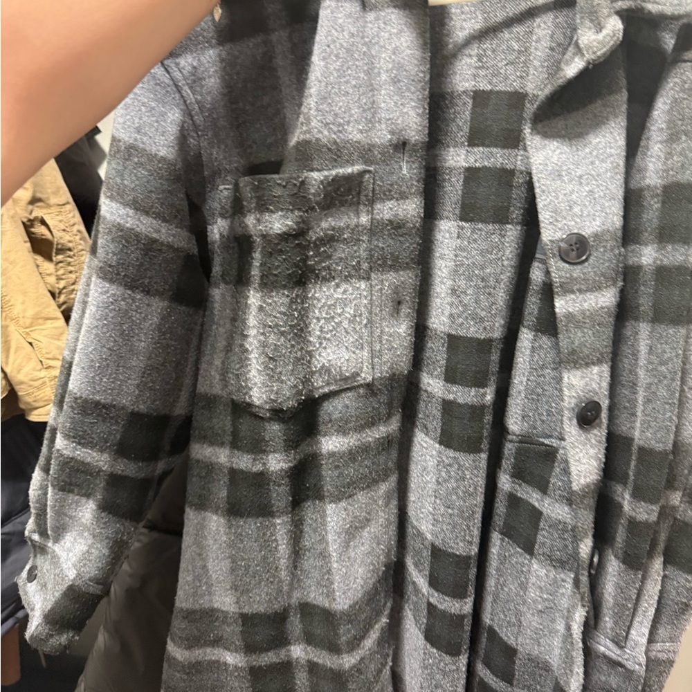 Gray and Black Plaid Button-Up Shirt